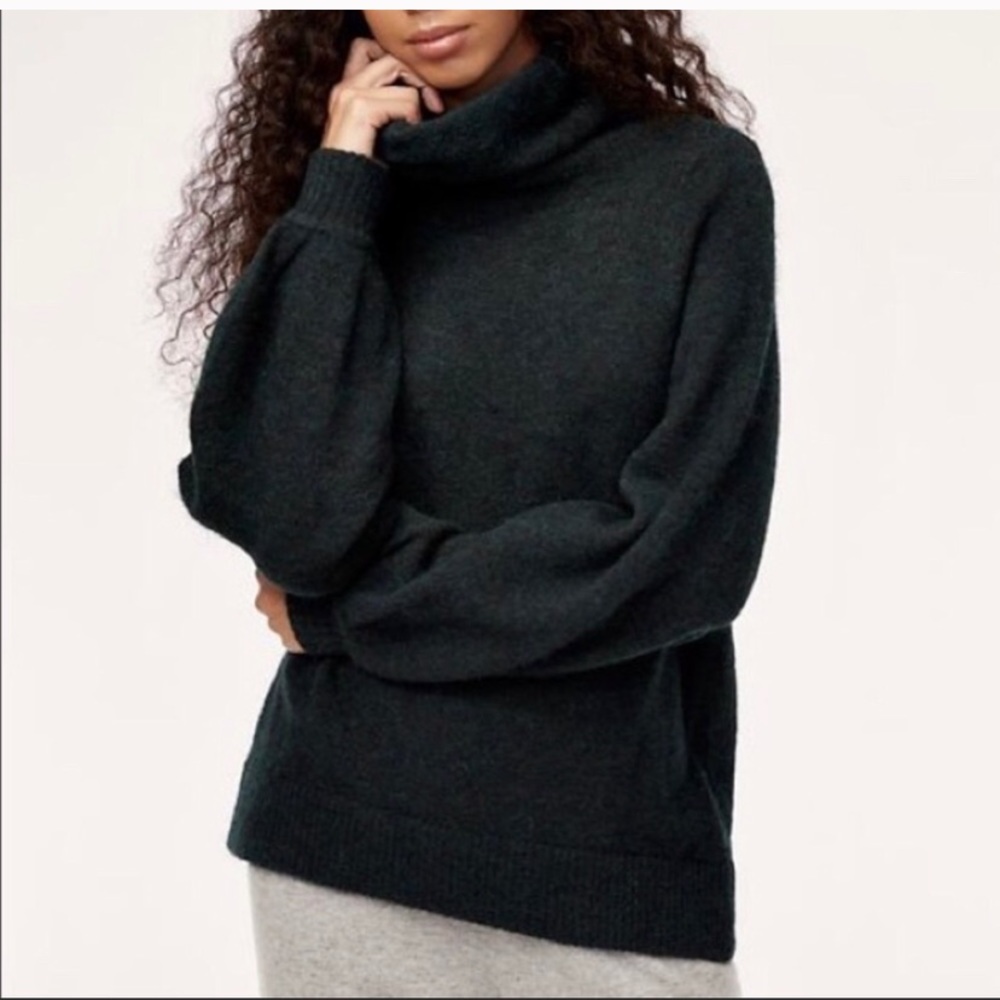 Babaton Alpaca Wool Black Turtleneck Sweater